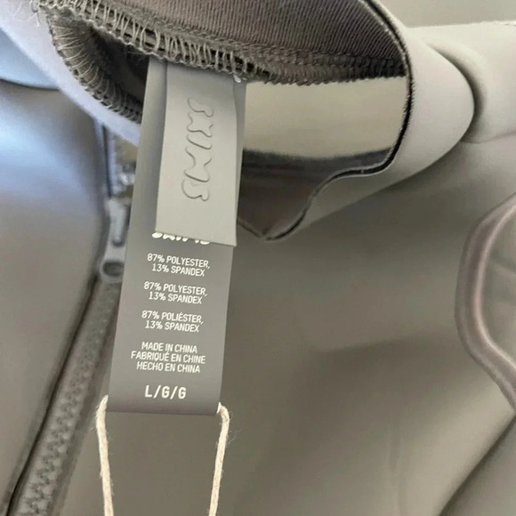 Skims gray rubberized scuba swim front zip mock neck dress - Picture 7 of 11